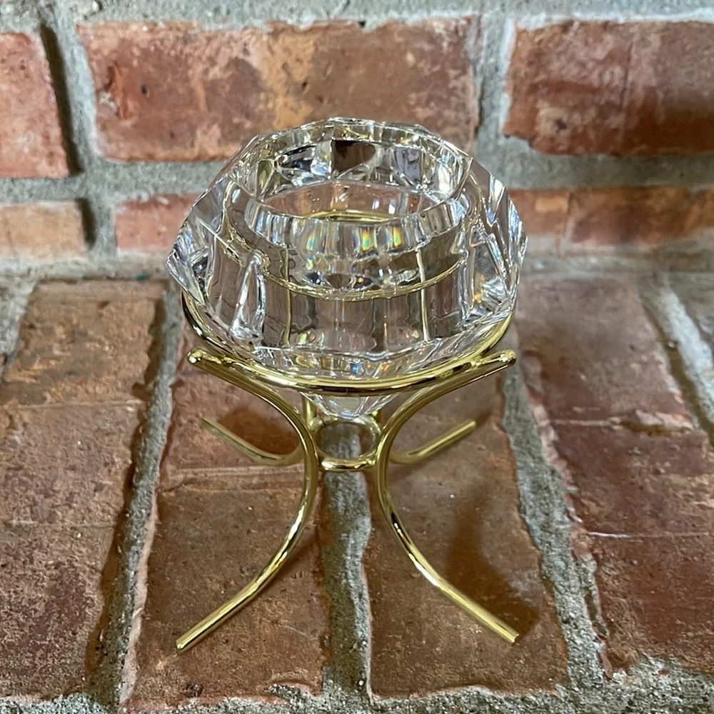 PartyLite Solitaire Crystal & Brass Candle Holder - Picture 2 of 7